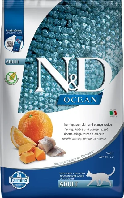FARMINA N&amp;D Ocean Cat adult herring, pumpkin &amp; orange 5 kg