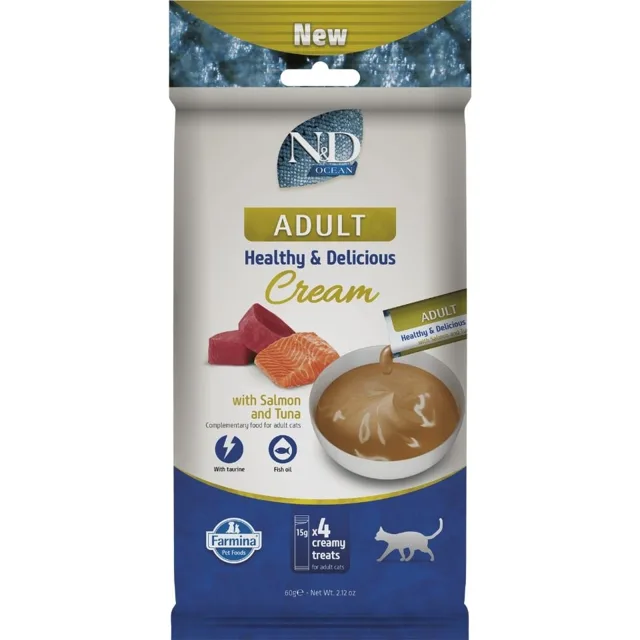 FARMINA N&amp;D Ocean Cat Creamy Salmon and Tuna 60 g s lososem a tuňákem, krémová pochoutka pro kočky