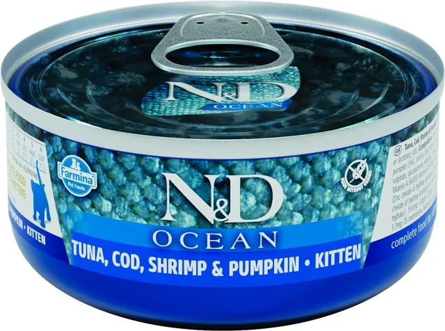 FARMINA N&amp;D Ocean Cat Kitten Tuňák, treska, krevety, dýně 70 g