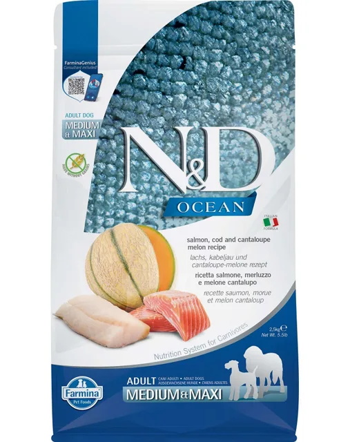 FARMINA N&amp;D Ocean Dog Adult Medium &amp; Maxi salmon, cod, pumpkin &amp; cantaloupe melon 100 g
