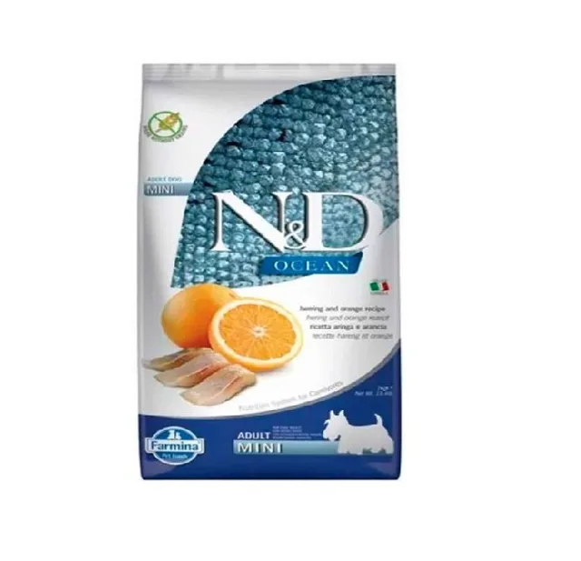 FARMINA N&amp;D OCEAN DOG HERRING &amp; ORANGE ADULT MINI 7 kg