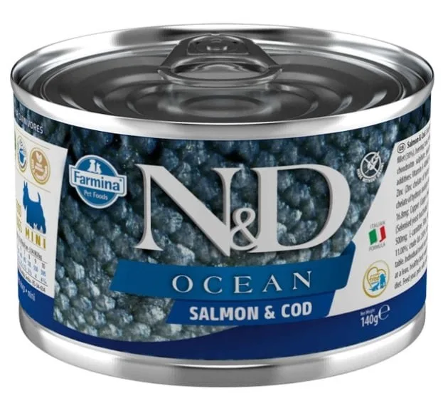 FARMINA N&amp;D Ocean Dog Losos, treska 140 g losos a treska