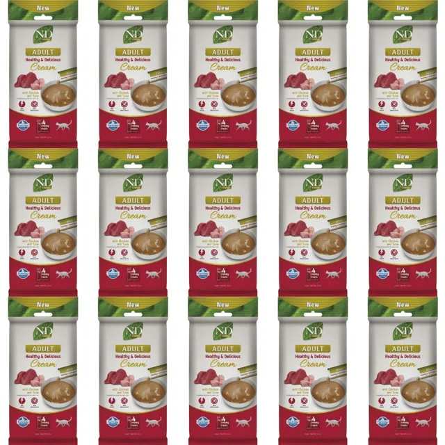 FARMINA N&amp;D Prime Cat Creamy Chicken and Tuna 15x60 g s kuřetem a tuňákem, krémová pochoutka pro kočky