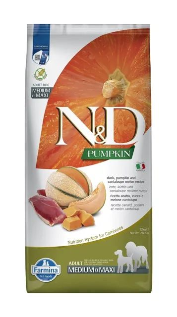 FARMINA N&amp;D Pumpkin Duck &amp; Cantaloupe Adult Medium &amp; Maxi pro střední a velká plemena psů s kachnou a melounem 12 kg