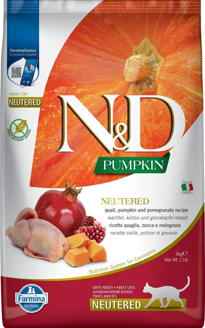FARMINA N&amp;D Pumpkin Quail &amp; Pomegranate Cat Neutered krmivo pro kastrované kočky 10 kg