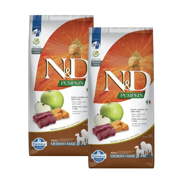 FARMINA N&amp;D Pumpkin Venison &amp; Apple Adult Medium &amp; Maxi – suché krmivo pro psy, 2x12 kg