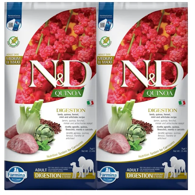 FARMINA N&amp;D Quinoa Dog Adult Medium&amp;Maxi Digestion Lamb &amp; Fennel 2x7 kg