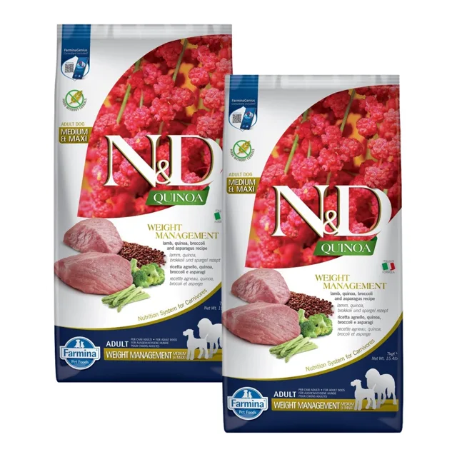 FARMINA N&amp;D Quinoa Dog Adult Medium&amp;Maxi Weight Management Lamb &amp; Broccoli 2x7 kg