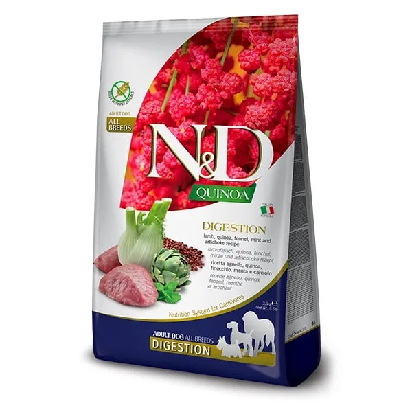 FARMINA N&amp;D Quinoa Dog Adult medium maxi Digestion Jehněčí, fenykl 2,5 kg
