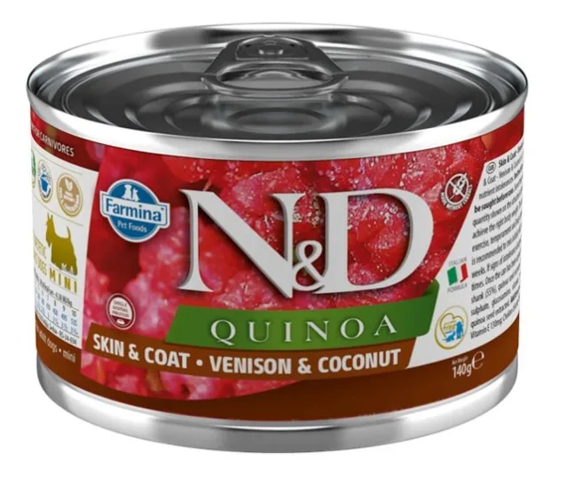 FARMINA N&amp;D Quinoa Dog Venison, kokos 140 g jelen s kokosem pro posílení kůže a srsti