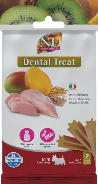 FARMINA N&amp;D Tropical Selection Dental Treat Chicken Mini 60 g (7 ks) zubní pamlsek pro psy malých plemen