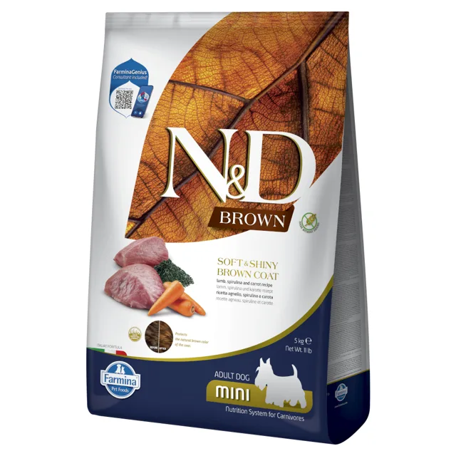Farmina N&D Dog Brown Adult Mini Lamb, Carrot & Spirulina - 5 kg