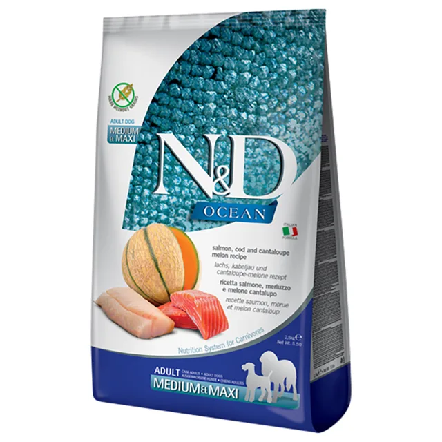 Farmina N&D Ocean Adult Medium/Maxi Salmon, Cod & Cantaloupe Melon - 12 kg