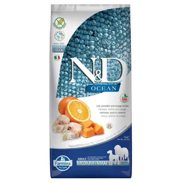 Farmina N&D Ocean Pumpkin Adult Medium/Maxi Cod & Orange - 2 x 12 kg