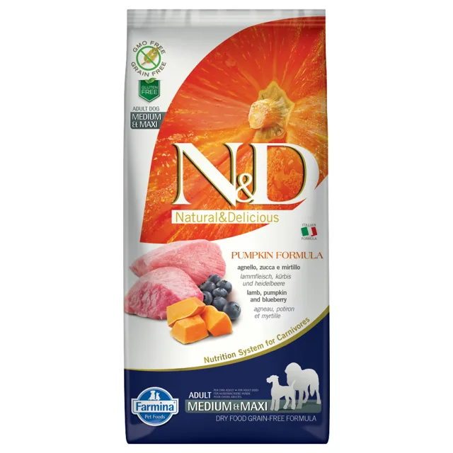 Farmina N&D Pumpkin Grain Free Adult Medium/Maxi Lamb & Blueberry - 12 kg