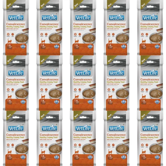 FARMINA Vet Life Cat Convalescence Creamy 15x60 g s kuřetem a tuňákem, krémová pochoutka pro kočky podporující regeneraci organismu