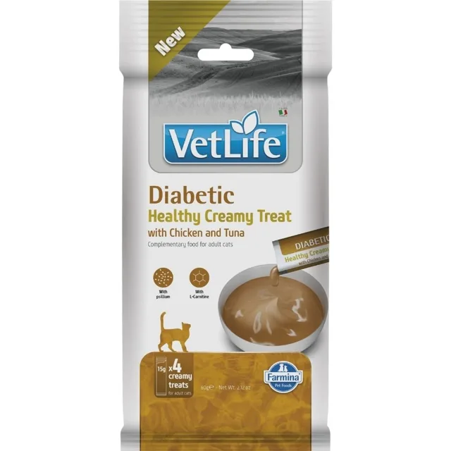 FARMINA Vet Life Cat Diabetic Creamy 60 g s kuřetem a tuňákem, krémová pochoutka pro kočky s cukrovkou