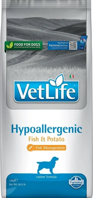 FARMINA Vet Life Hypoallergenic Fish &amp; Potato krmivo pro psy s alergiemi 12 kg