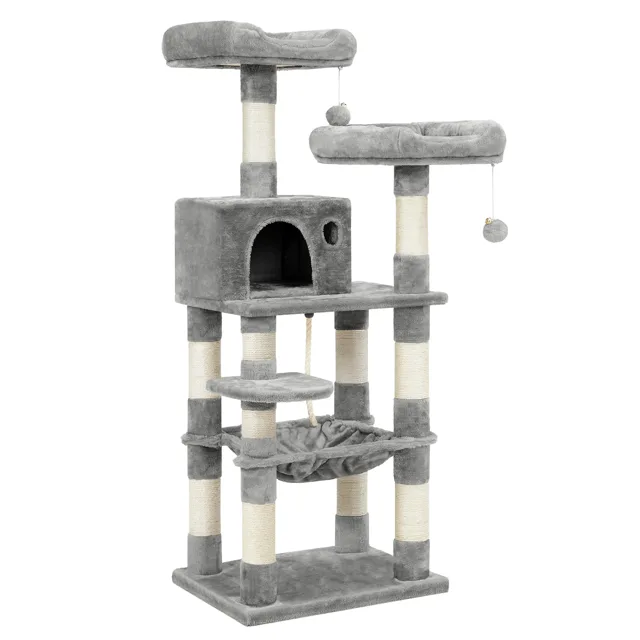 Feandrea škrabadlo pro kočky, světle šedé - D 55 x Š 45 x V 143 cm