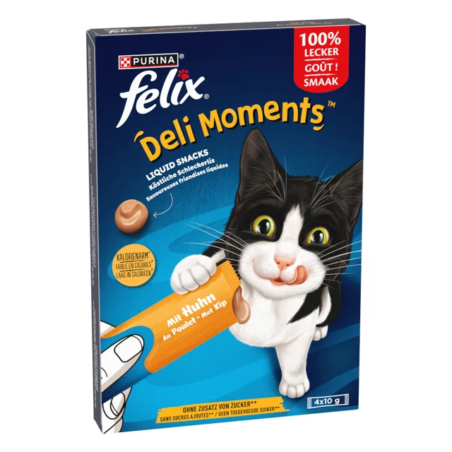 Felix Deli Moments pamlsky - výhodné balení: 16 x 10 g kuře