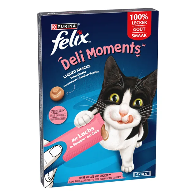 Felix Deli Moments pamlsky - výhodné balení: 16 x 10 g losos