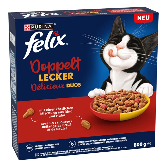 Felix Doubly Delicious hovězí a kuřecí - výhodné balení: 2 x 800 g