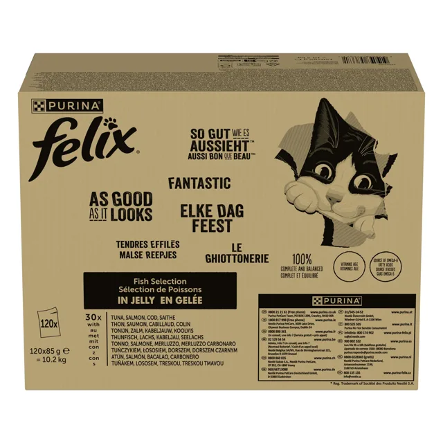 Felix Fantastic kapsičky 120 x 85 g - Senior - hovězí, losos, kuře, tuňák