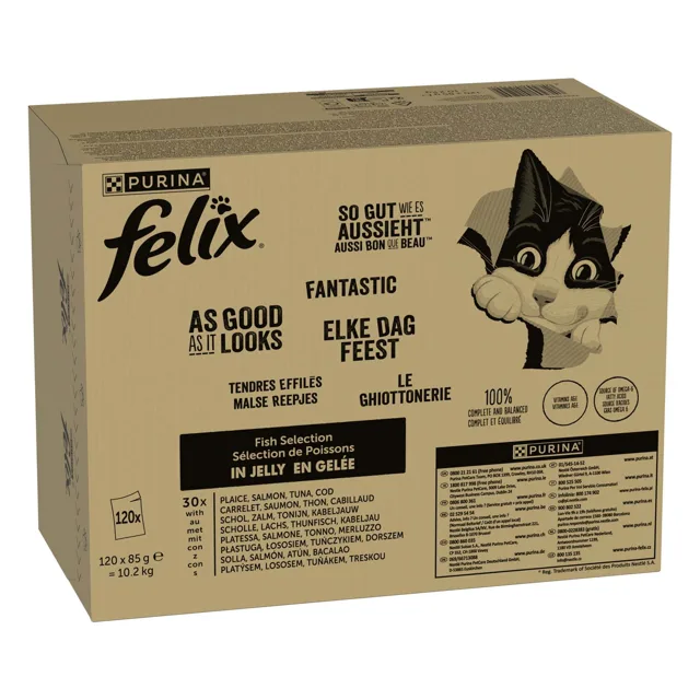 Felix Fantastic kapsičky 120 x 85 g - tuňák, losos, treska, platýs