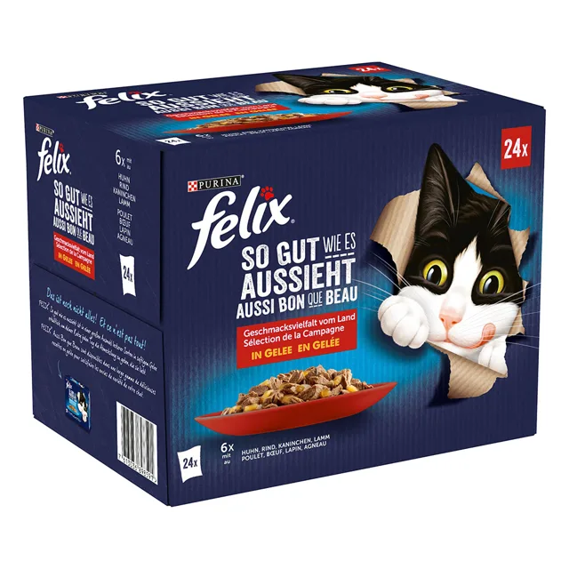 Felix Fantastic kapsičky 24 x 85 g - kuře, hovězí, králík, jehněčí