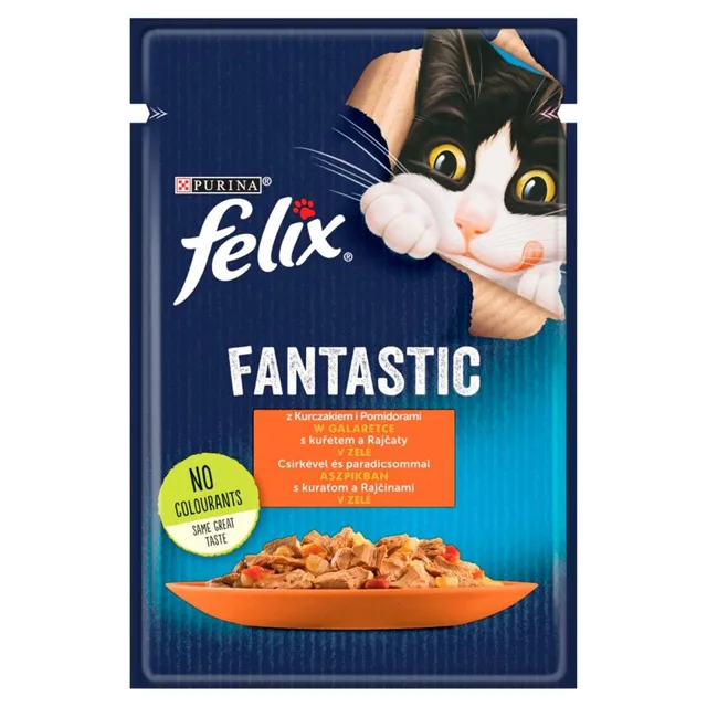 FELIX FANTASTIC Kuře s rajčaty v želé 85g kapsičky pro kočky