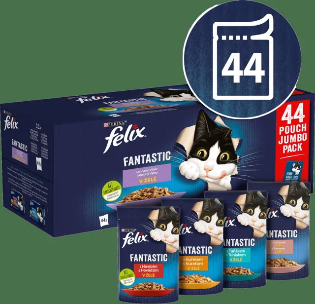 Felix Fantastic Multipack  hovězí/ kuře/ losos/ tuňák v želé 44x85g