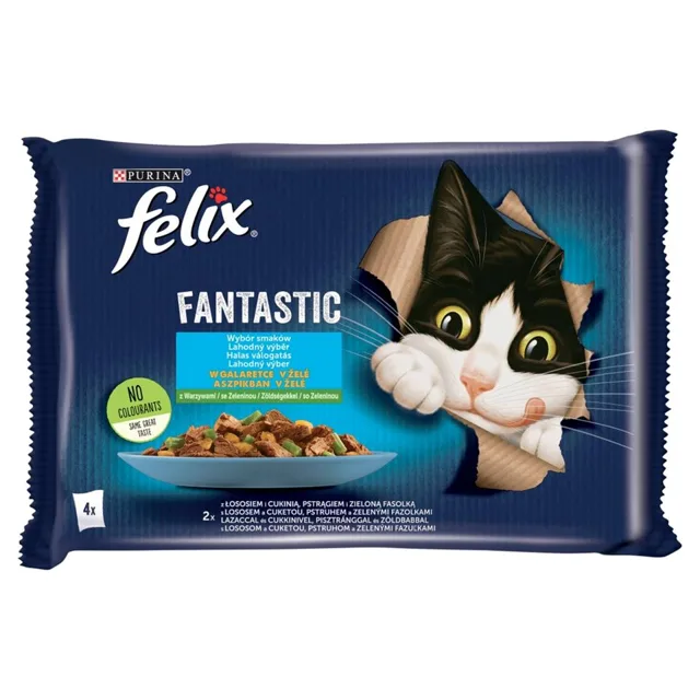 FELIX FANTASTIC s lososem a cuketou/pstruhem fazolkami 4x85g kapsičky pro kočky