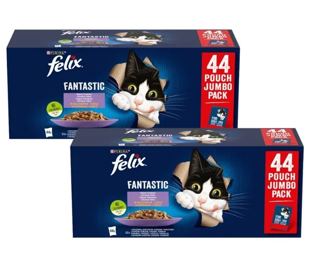 FELIX Fantastic Výběr chutí v želé 88x85g hovězí, kuřecí, losos a tuňák, mokré krmivo pro kočky