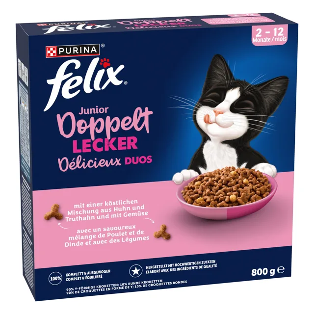 Felix Junior Doubly Delicious kuřecí a krůta - 800 g