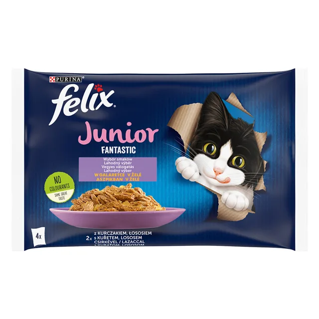 Felix Junior Fantastic kapsičky 4 x 85 g - losos, kuře