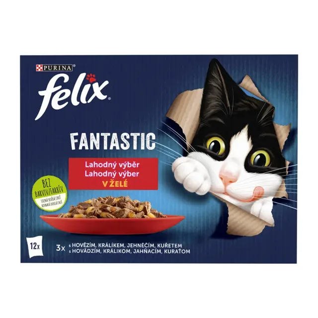 Felix Kapsička pro kočky Fantastic lahodný výběr s kuřetem, s hovězím, s králíkem, s jehněčím multipack 12x 85 g 1020 g