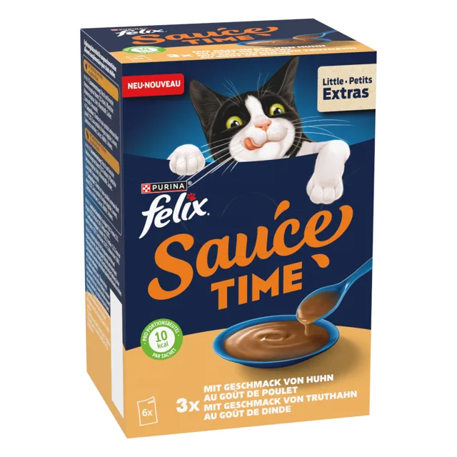 Felix Sauce Time 6 x 40 g - s příchutí kuřecího a lososa