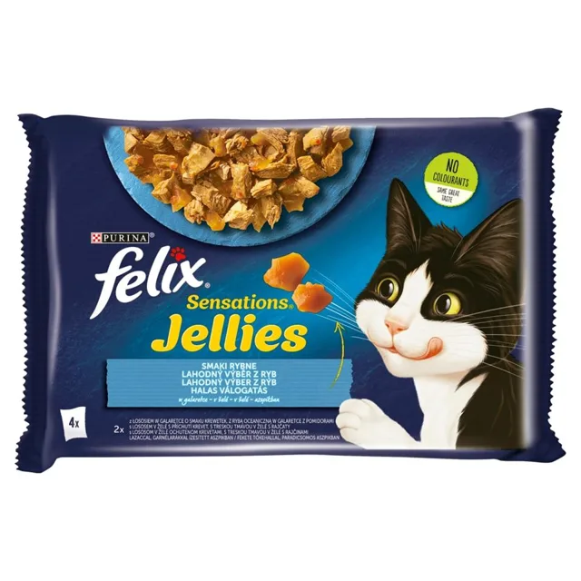 FELIX Sensations Jellies s lososem a treskou v želé 4x 85g