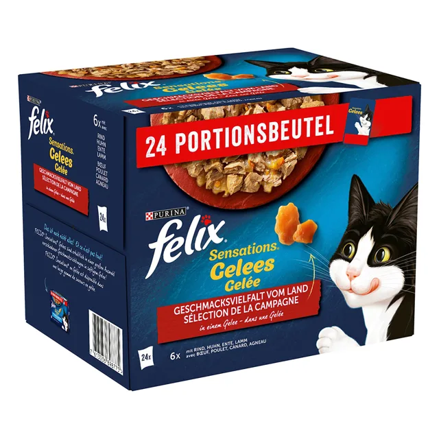 Felix Sensations kapsičky 24 x 85 g - 24 x 85 g krůtí, hovězí, jehněčí, kachní