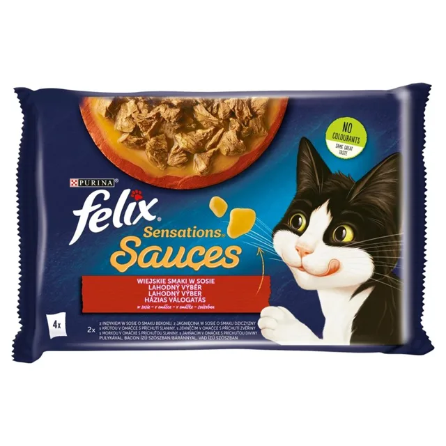 FELIX Sensations Sauce s krůtou a jehněčím v lahodné omáčce 4x85g kapsičky pro kočky