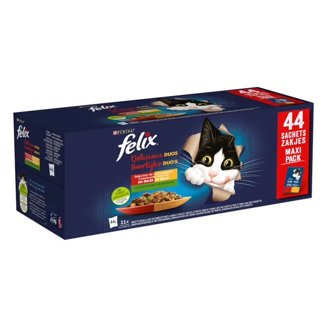 Felix "So gut wie es aussieht" - dvojnásobná pochoutka 88 x 85 g - rozmanitost chutí ze souše (4 druhy)