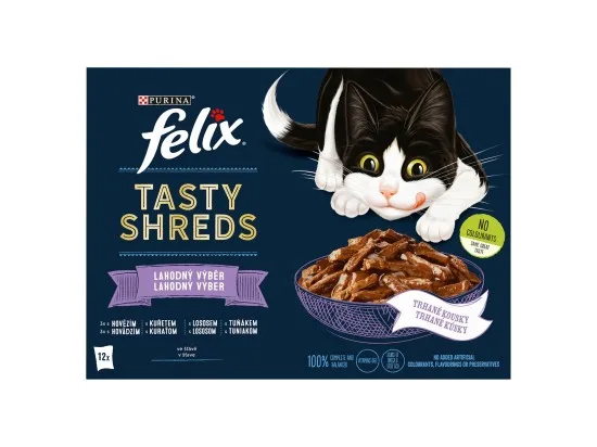 FELIX® Tasty Shreds Výběr mix ve šťávě 12 x 80 g
