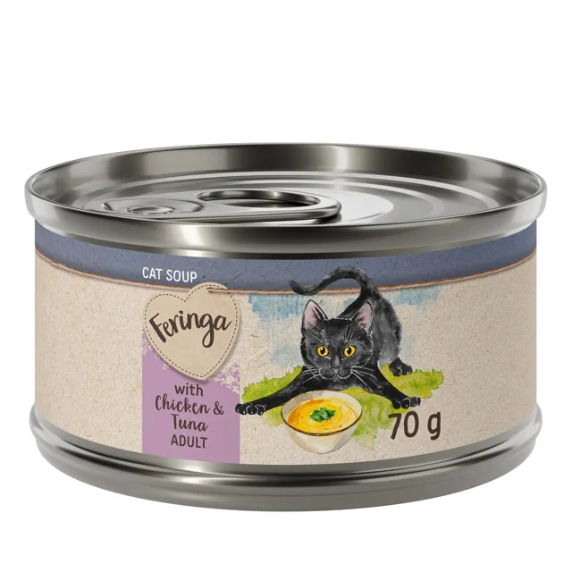Feringa Cat Soup 12 x 70 g - kuřecí a tuňák