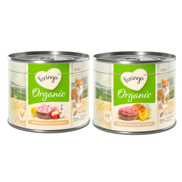 Feringa Organic Kitten 12 x 200 g - míchané balení (2 druhy)