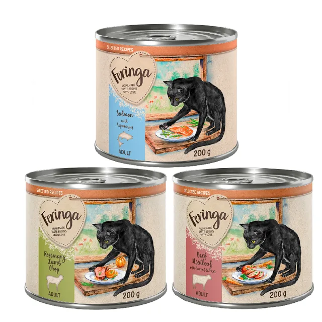 Feringa Selected Recipes 24 x 200 g - výhodné balení - míchané balení: jehněčí, hovězí, losos