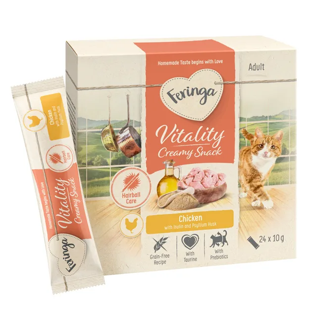 Feringa Vitality Creamy Snacks - výhodné balení - losos s kuřecím (96 x 10 g)