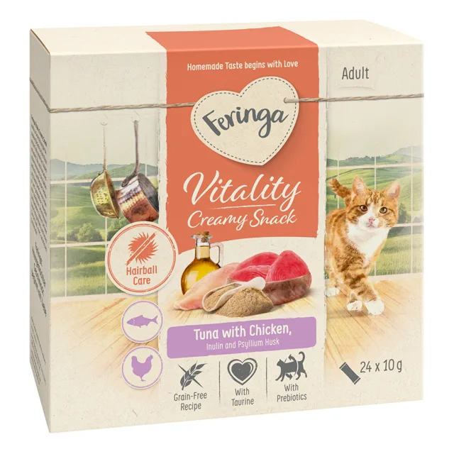 Feringa Vitality Creamy Snacks - výhodné balení - tuňák s kuřecím (48 x 10 g)