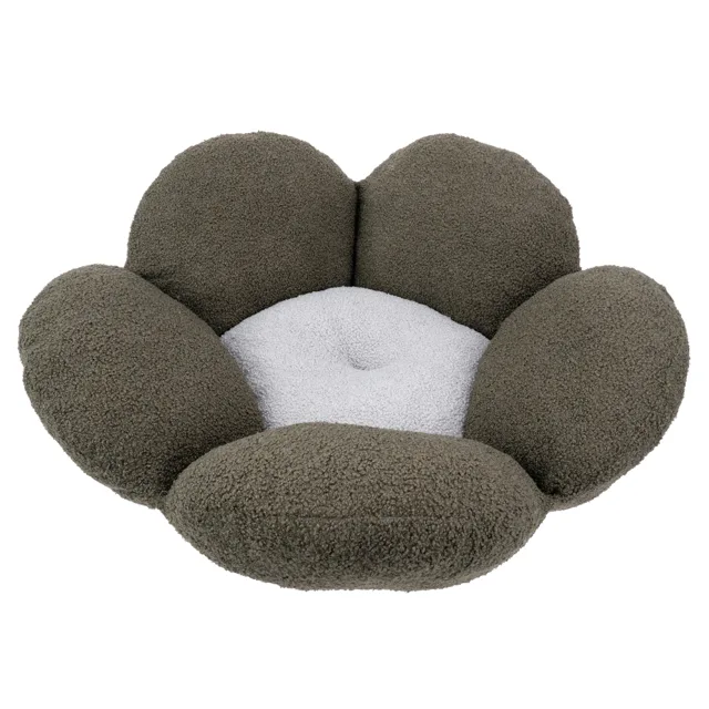 Ferplast plyšová postel Fiore Bouclé, zelená / šedá - Ø 64 x H 21 cm