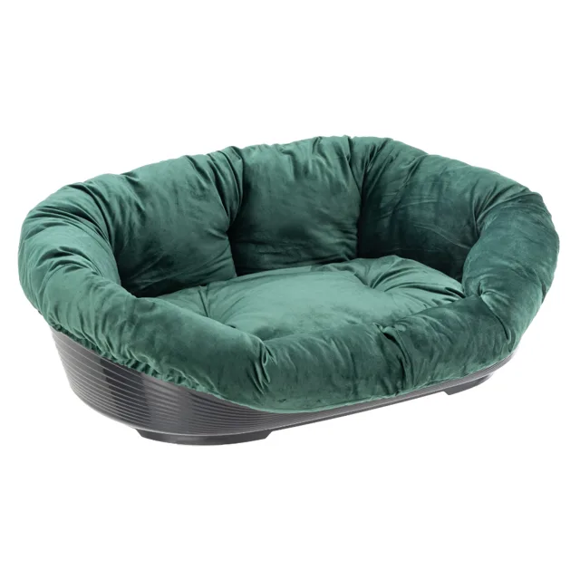 Ferplast Siesta Deluxe koš černý s potahem Sofa, sametově zelená - sada vel. 10: D 96 x Š 71 x V 32 cm