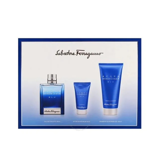Ferragamo Acqua Essenziale Blu - EDT 100 ml + 2v1 sprchový gel a šampon 100 ml + balzám po holení 100 ml